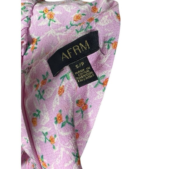 AFRM Los Angeles Barbie Core Cut Out Pink Floral Mini Dress Sz S Long Sleeve - Picture 6 of 6